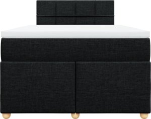 vidaXL Łóżko kontynentalne z materacem, czarne, 120x190 cm, tkanina 4