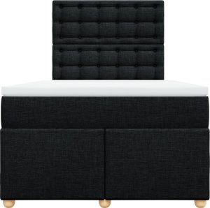 vidaXL Łóżko kontynentalne z materacem, czarne, 120x190 cm, tkanina 4