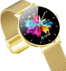 Smartwatch Manta Smartwatch zegarek damski Alexa Lux Gold + różowy pasek 1