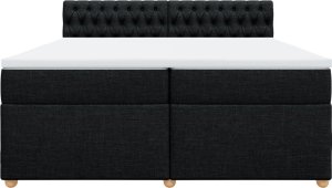 vidaXL vidaXL Łóżko kontynentalne z materacem, czarne, tkanina, 200x200 cm 6