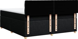 vidaXL vidaXL Łóżko kontynentalne z materacem, czarne, tkanina, 200x200 cm 8