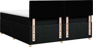 vidaXL Łóżko kontynentalne z materacem, czarne, tkanina, 200x200 cm 6