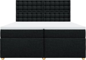 vidaXL Łóżko kontynentalne z materacem, czarne, tkanina, 200x200 cm 4