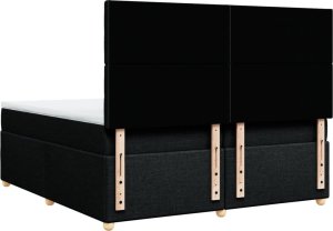 vidaXL Łóżko kontynentalne z materacem, czarne, tkanina, 200x200 cm 6