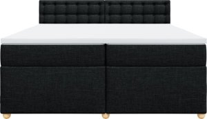 vidaXL vidaXL Łóżko kontynentalne z materacem, czarne, tkanina, 200x200 cm 6