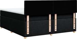 vidaXL vidaXL Łóżko kontynentalne z materacem, czarne, tkanina, 200x200 cm 8