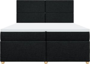 vidaXL Łóżko kontynentalne z materacem, czarne, tkanina, 200x200 cm 4