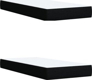 vidaXL Łóżko kontynentalne z materacem, czarne, tkanina, 200x200 cm 9