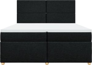 vidaXL vidaXL Łóżko kontynentalne z materacem, czarne, tkanina, 200x200 cm 6