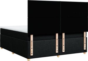 vidaXL vidaXL Łóżko kontynentalne z materacem, czarne, tkanina, 200x200 cm 8