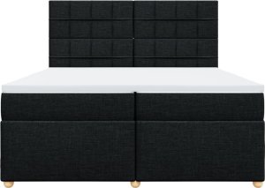vidaXL vidaXL Łóżko kontynentalne z materacem, czarne, tkanina, 200x200 cm 6