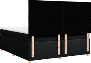 vidaXL vidaXL Łóżko kontynentalne z materacem, czarne, tkanina, 200x200 cm 8