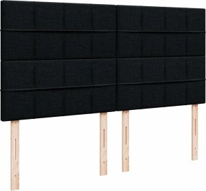 vidaXL vidaXL Łóżko kontynentalne z materacem, czarne, tkanina, 200x200 cm 9