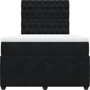 vidaXL Łóżko kontynentalne z materacem, czarne, 120x190 cm, aksamit 4