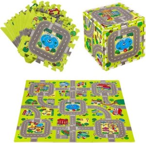 Springos MD02 MATA DZIECIĘCA PUZZLE CARS 9 ELEMENTÓW 90x90CM NILS FUN 2