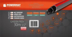 Powermat Wąż ogrodowy do wody 1/2'' 30m 6 warstwowy 30 bar Powermat GARDEN PRO+ 1/2" 30m 2