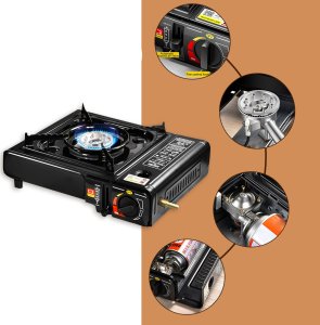 Rosfix ZESTAW NA KEMPING KUCHENKA TURYSTYCZNA PRZENOŚNA NAMIOT LATARKA NA BATERIE 6