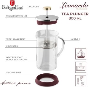 Berlinger Haus ZAPARZACZ TŁOKOWY DO KAWY HERBATY 800ml BERLINGER HAUS BH-8585 LEONARDO 8