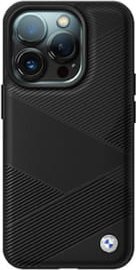 BMW BMW BMHCP16L23RCGPK iPhone 16 Pro 6.3" czarny/black hardcase Sign Leather Crossing Lines Pattern 1