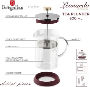 Berlinger Haus ZAPARZACZ TŁOKOWY DO KAWY HERBATY 600ml BERLINGER HAUS BH-8584 LEONARDO 8