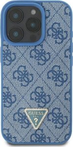 Guess Guess GUHCP16LP4TDSCPB iPhone 16 Pro 6.3" niebieski/blue hardcase Leather Metal Logo Strass Crossbody 1