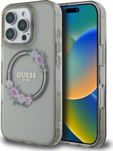 Guess Guess GUHMP16LHFWFCK iPhone 16 Pro 6.3" czarny/black hardcase IML Flowers Wreath MagSafe 1