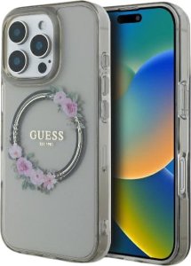Guess Guess GUHMP16LHFWFCK iPhone 16 Pro 6.3" czarny/black hardcase IML Flowers Wreath MagSafe 11