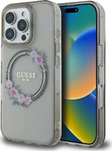 Guess Guess GUHMP16LHFWFCK iPhone 16 Pro 6.3" czarny/black hardcase IML Flowers Wreath MagSafe 13