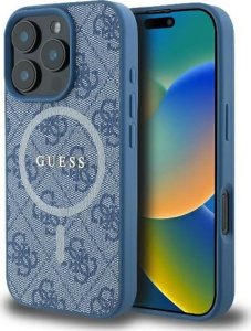 Guess Guess GUHMP16LG4GFRB iPhone 16 Pro 6.3" niebieski/blue hardcase 4G Ring Classic Logo MagSafe 1