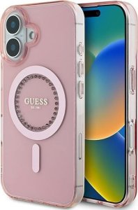 Guess Guess GUHMP16MPFTDTEP iPhone 16 Plus 6.7" różowy/pink hardcase IML Rhinestones MagSafe 1