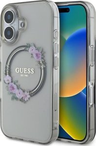 Guess Guess GUHMP16SHFWFCK iPhone 16 6.1" czarny/black hardcase IML Flowers Wreath MagSafe 1