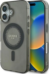 Guess Guess GUHMP16SPFTDTEK iPhone 16 6.1" czarny/black hardcase IML Rhinestones MagSafe 1