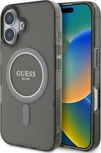 Guess Guess GUHMP16SHFGEREK iPhone 16 6.1" czarny/black hardcase IML Glitter Circle MagSafe 1