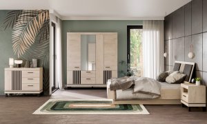 BogFran Komoda z 3 szufladami Szafka do salonu i sypialni Dąb Lamele Loft MATI MI03 12