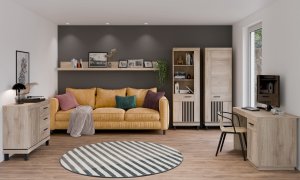 BogFran Komoda z 3 szufladami Szafka do salonu i sypialni Dąb Lamele Loft MATI MI03 13