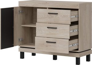 BogFran Komoda z 3 szufladami Szafka do salonu i sypialni Dąb Lamele Loft MATI MI03 3