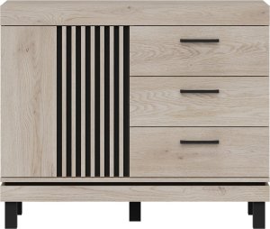 BogFran Komoda z 3 szufladami Szafka do salonu i sypialni Dąb Lamele Loft MATI MI03 4