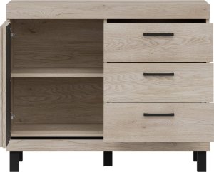 BogFran Komoda z 3 szufladami Szafka do salonu i sypialni Dąb Lamele Loft MATI MI03 5