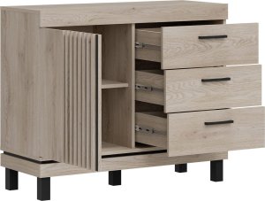 BogFran Komoda z 3 szufladami Szafka do salonu i sypialni Dąb Lamele Loft MATI MI03 7