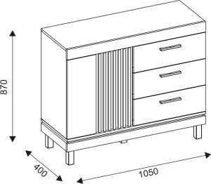 BogFran Komoda z 3 szufladami Szafka do salonu i sypialni Dąb Lamele Loft MATI MI03 8