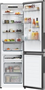 Lodówka Candy Candy Refrigerator | CNCQ2T518EX | Energy efficiency class E | Free standing | Combi | Height 182.5 cm | No Frost system | Fridge net capacity 197 L | Freezer net capacity 82 L | 38 dB | Stainless Steel 2