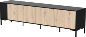 Cama Meble Szafka RTV MERCI 200x40x54 czarny/dąb artisan 1