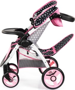 Bayer Bayer Wózek dla lalek dla bliźniaków czarny z kokardką 39460AA 3