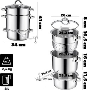 Kadax Sokownik Parowy 8L Na Gaz Indukcje Garnek Nierdzeny 3w1 Do Soków Owoców 2