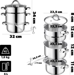 Kadax Sokownik Parowy 5L Na Gaz Indukcje Garnek Nierdzewny 3w1 Do Soków Owoców 2