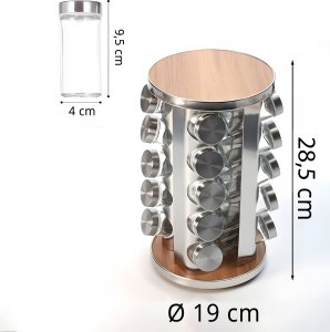 Retoo ZESTAW PRZYPRAWNIK STOJAK OBROTOWY NA PRZYPRAWY 16 SZT 15
