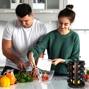 Retoo ZESTAW PRZYPRAWNIK STOJAK OBROTOWY NA PRZYPRAWY 16 SZT. ETYKIETY 12