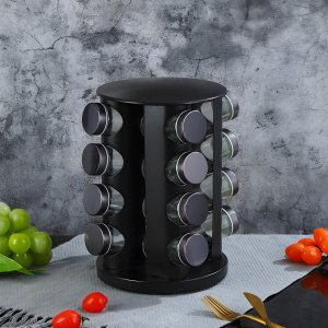 Retoo ZESTAW PRZYPRAWNIK STOJAK OBROTOWY NA PRZYPRAWY 16 SZT. ETYKIETY 2