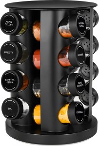 Retoo ZESTAW PRZYPRAWNIK STOJAK OBROTOWY NA PRZYPRAWY 16 SZT. ETYKIETY 3