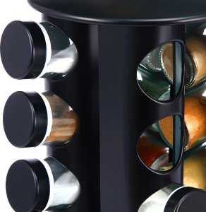 Retoo ZESTAW PRZYPRAWNIK STOJAK OBROTOWY NA PRZYPRAWY 16 SZT. ETYKIETY 4